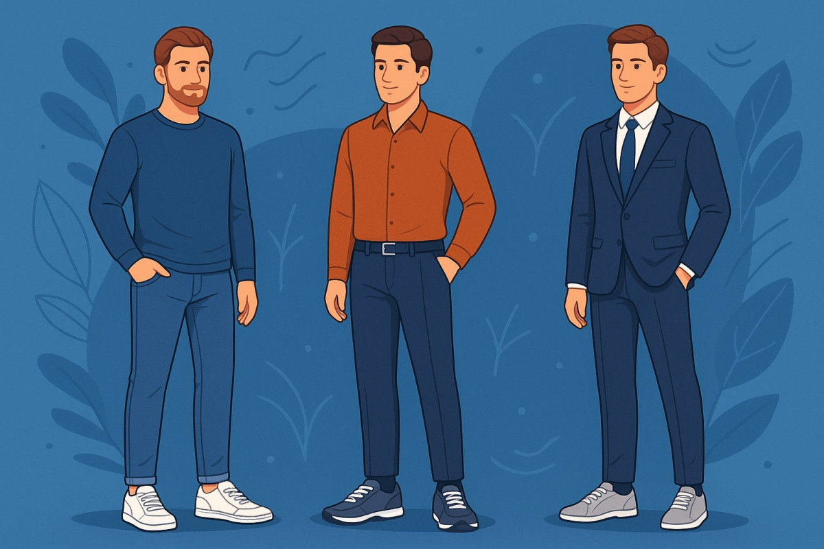 Как выбрать мужские кроссовки под джинсы, брюки и костюм